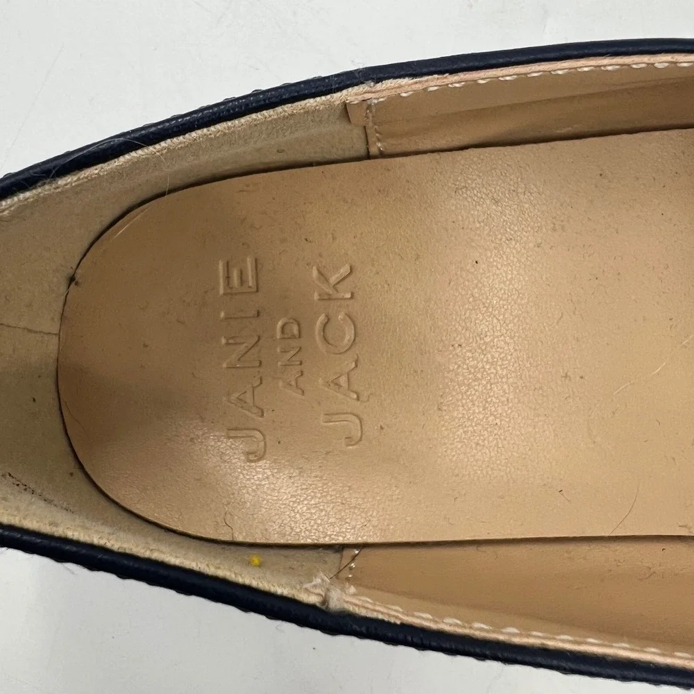 Janie and Jack Mary Jane Flats Kids 4 Girls Navy Cap Toe Faux Leather Dressy